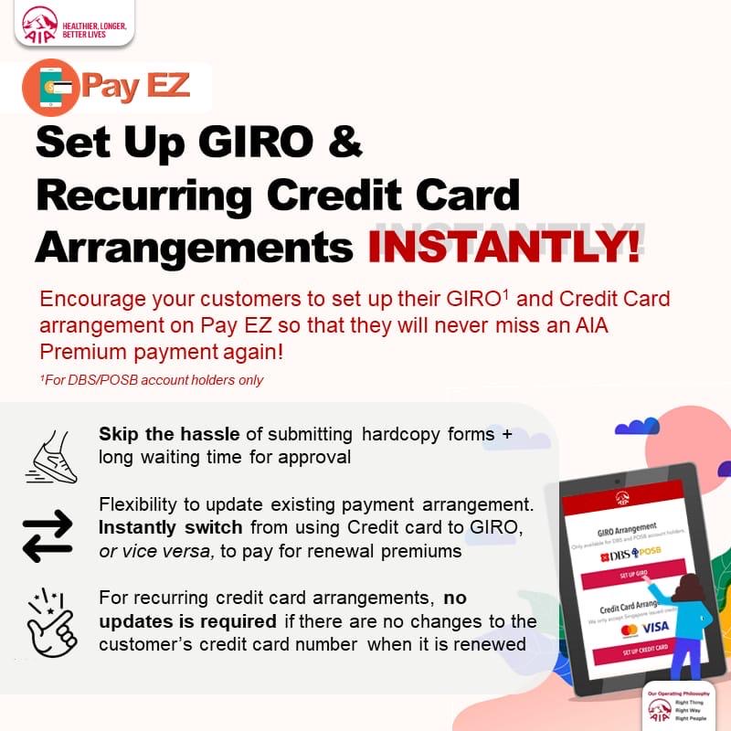 Setup GIRO/Recurring Credit Card instantly